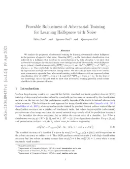 Provable Robustness of Adversarial Training for Learning Halfspaces with
  Noise