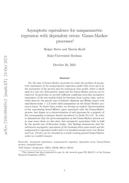 Asymptotic equivalence for nonparametric regression with dependent
  errors: Gauss-Markov processes