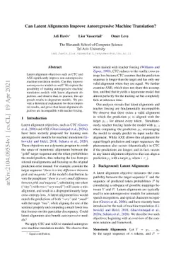 Can Latent Alignments Improve Autoregressive Machine Translation?