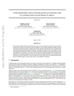 A Framework using Contrastive Learning for Classification with Noisy
  Labels