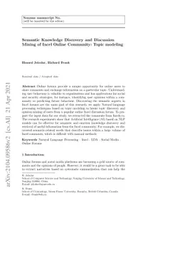 Semantic Knowledge Discovery and Discussion Mining of Incel Online
  Community: Topic modeling