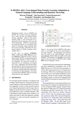 X-METRA-ADA: Cross-lingual Meta-Transfer Learning Adaptation to Natural
  Language Understanding and Question Answering