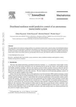 Distributed nonlinear model predictive control of an autonomous
  tractor-trailer system