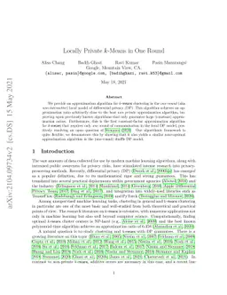 Locally Private k-Means in One Round