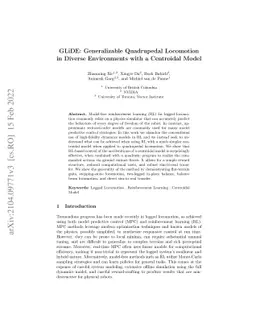 GLiDE: Generalizable Quadrupedal Locomotion in Diverse Environments with
  a Centroidal Model