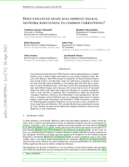 Does enhanced shape bias improve neural network robustness to common
  corruptions?