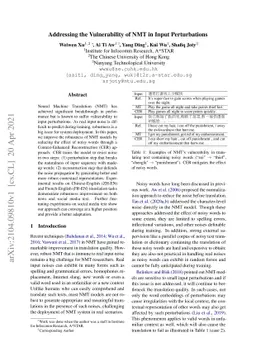 Addressing the Vulnerability of NMT in Input Perturbations