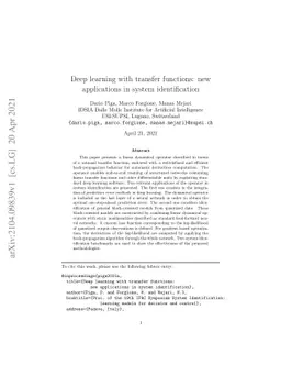 Deep learning with transfer functions: new applications in system
  identification