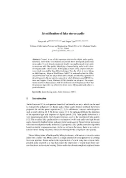 Identification of fake stereo audio