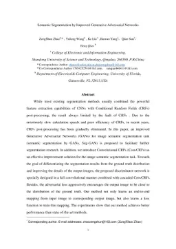 Semantic Segmentation by Improved Generative Adversarial Networks