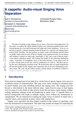 A cappella: Audio-visual Singing Voice Separation