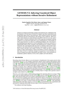 GENESIS-V2: Inferring Unordered Object Representations without Iterative
  Refinement