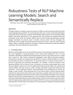 Robustness Tests of NLP Machine Learning Models: Search and Semantically
  Replace