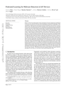 Federated Learning for Malware Detection in IoT Devices