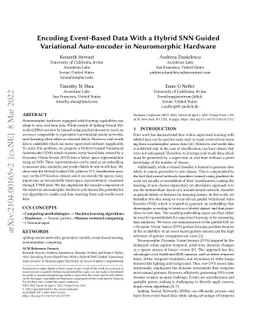 Encoding Event-Based Data With a Hybrid SNN Guided Variational
  Auto-encoder in Neuromorphic Hardware
