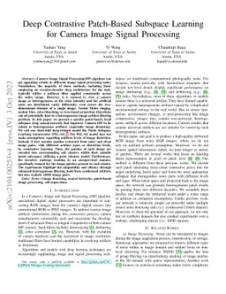 Deep Contrastive Patch-Based Subspace Learning for Camera Image Signal
  Processing
