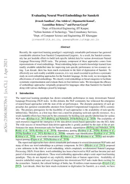 Evaluating Neural Word Embeddings for Sanskrit