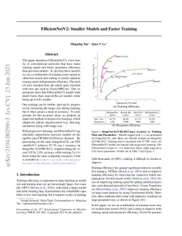 EfficientNetV2: Smaller Models and Faster Training