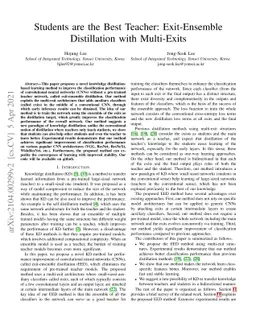 Students are the Best Teacher: Exit-Ensemble Distillation with
  Multi-Exits