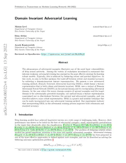 Domain Invariant Adversarial Learning