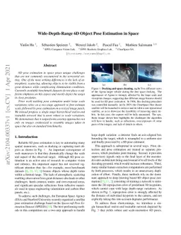 Wide-Depth-Range 6D Object Pose Estimation in Space