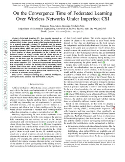 On the Convergence Time of Federated Learning Over Wireless Networks
  Under Imperfect CSI
