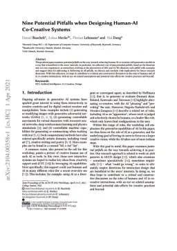 Nine Potential Pitfalls when Designing Human-AI Co-Creative Systems