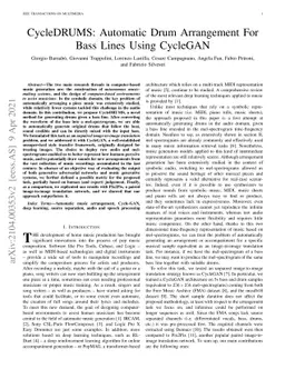 CycleDRUMS: Automatic Drum Arrangement For Bass Lines Using CycleGAN
