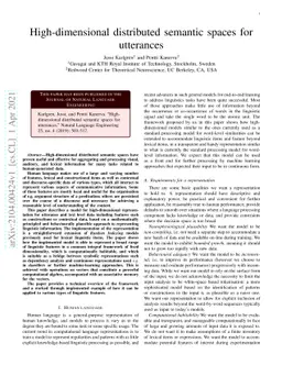 High-dimensional distributed semantic spaces for utterances