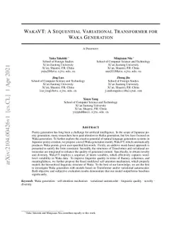 WakaVT: A Sequential Variational Transformer for Waka Generation