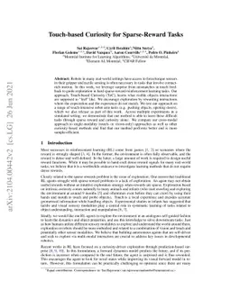 Touch-based Curiosity for Sparse-Reward Tasks