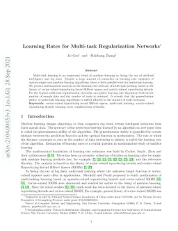 Learning Rates for Multi-task Regularization Networks