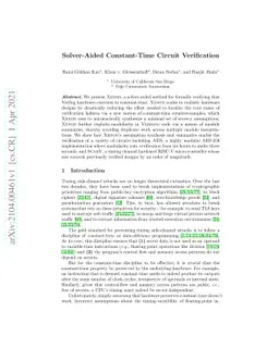 Solver-Aided Constant-Time Circuit Verification