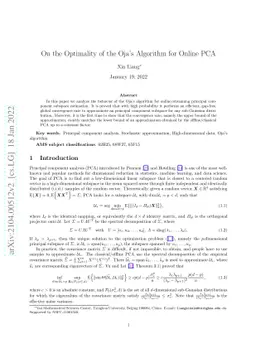 On the Optimality of the Oja's Algorithm for Online PCA