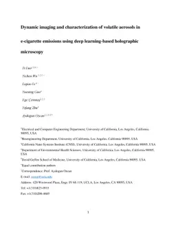 Dynamic imaging and characterization of volatile aerosols in e-cigarette
  emissions using deep learning-based holographic microscopy