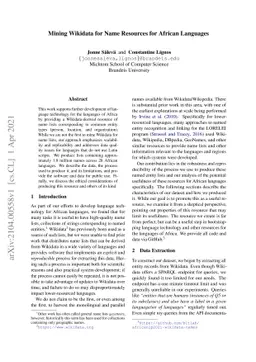 Mining Wikidata for Name Resources for African Languages