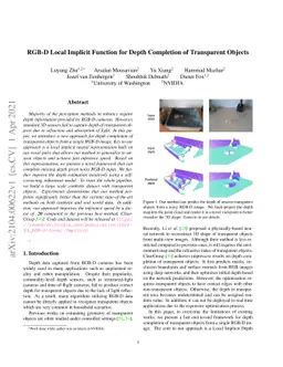 RGB-D Local Implicit Function for Depth Completion of Transparent
  Objects