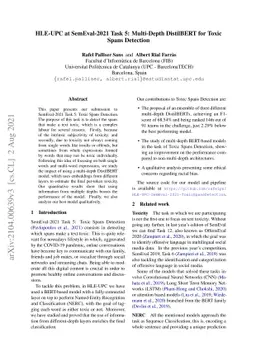 HLE-UPC at SemEval-2021 Task 5: Multi-Depth DistilBERT for Toxic Spans
  Detection