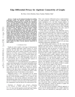 Edge Differential Privacy for Algebraic Connectivity of Graphs