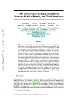 TRS: Transferability Reduced Ensemble via Encouraging Gradient Diversity
  and Model Smoothness