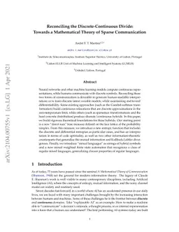 Reconciling the Discrete-Continuous Divide: Towards a Mathematical
  Theory of Sparse Communication