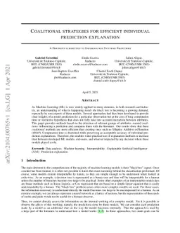 Coalitional strategies for efficient individual prediction explanation