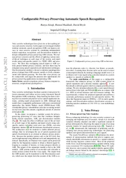 Configurable Privacy-Preserving Automatic Speech Recognition