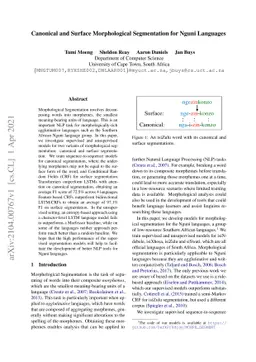 Canonical and Surface Morphological Segmentation for Nguni Languages