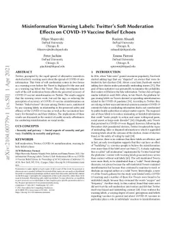 Misinformation Warning Labels: Twitter's Soft Moderation Effects on
  COVID-19 Vaccine Belief Echoes