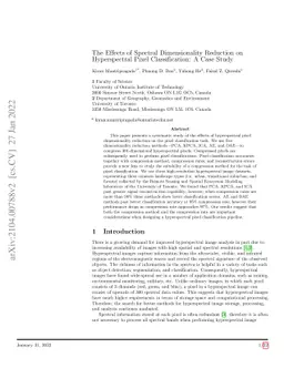 The Effects of Spectral Dimensionality Reduction on Hyperspectral Pixel
  Classification: A Case Study