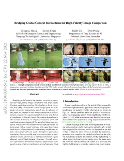 Bridging Global Context Interactions for High-Fidelity Image Completion