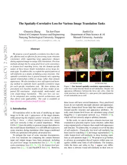The Spatially-Correlative Loss for Various Image Translation Tasks