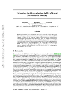 Estimating the Generalization in Deep Neural Networks via Sparsity