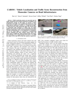 CAROM -- Vehicle Localization and Traffic Scene Reconstruction from
  Monocular Cameras on Road Infrastructures